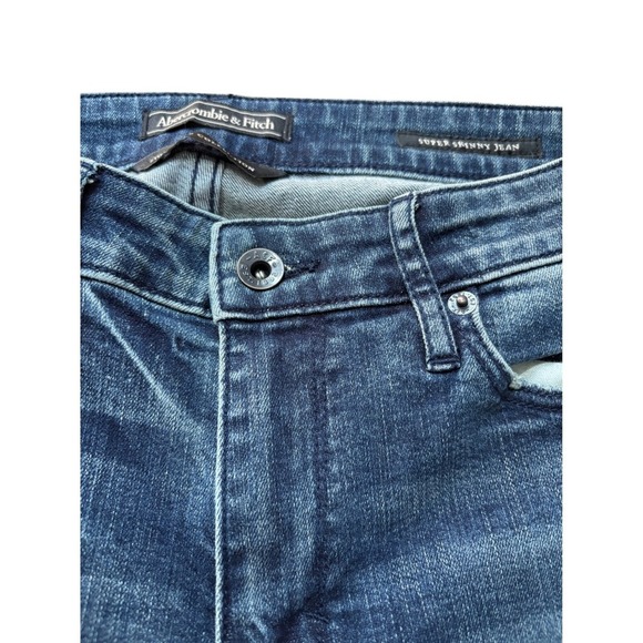 Abercrombie &‎ Fitch Super Skinny Distressed Dark Wash Jeans - Picture 3 of 7